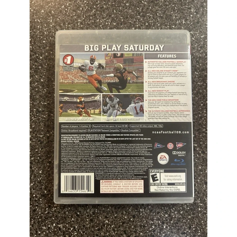 NCAA Football 09 PlayStation 3 Tested Working‎ With Case